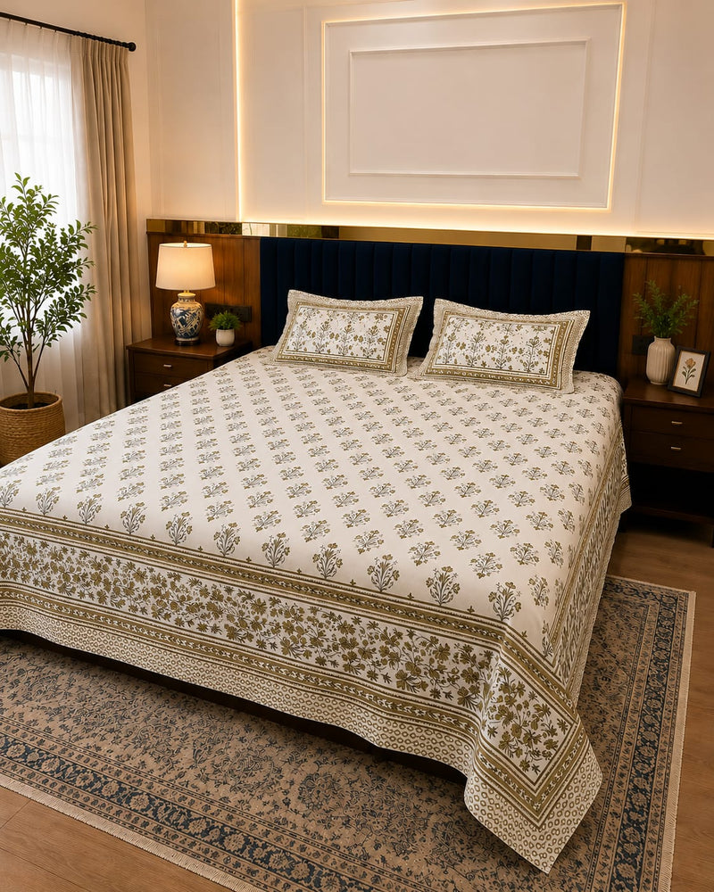 Booti Block Print Jaipuri Bedsheet