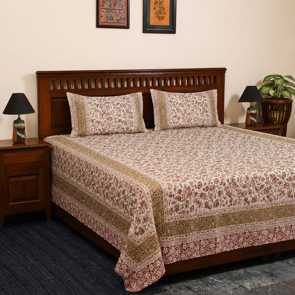 Mughal Floral Jaipuri Bedsheet